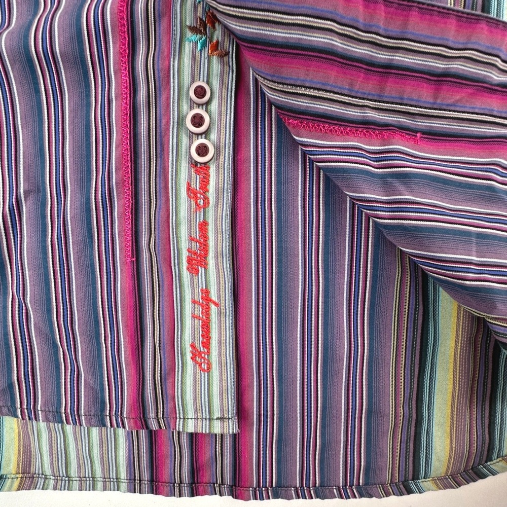 Robert Graham Mens Large Button‎ Up Shirt Purple Striped Embroidered Scooter L - Picture 4 of 16
